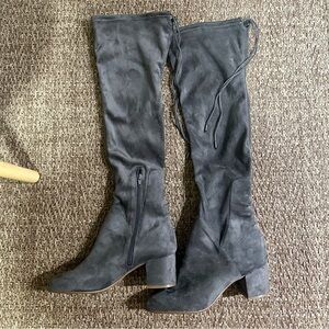 Steve Madden Elegant Gray Over-the-Knee Suede Boots Size 9.5